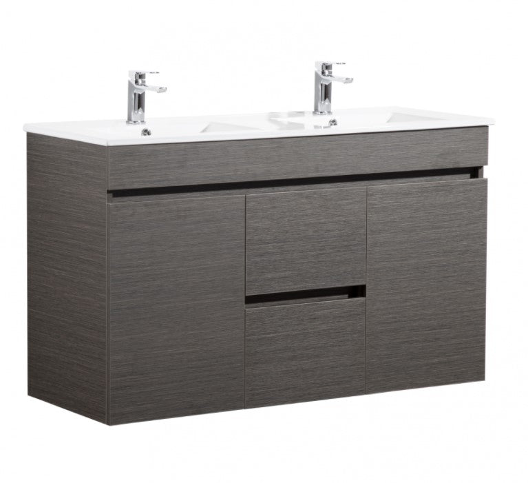 POSEIDON EVIE DARK BROWN 1200MM DOUBLE BOWL WALL HUNG VANITY