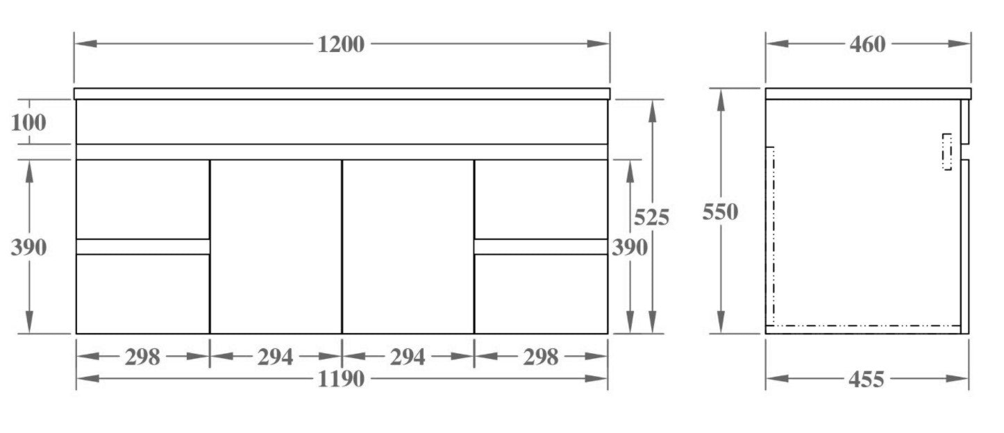 POSEIDON EVIE OAK 1200MM SINGLE BOWL WALL HUNG VANITY