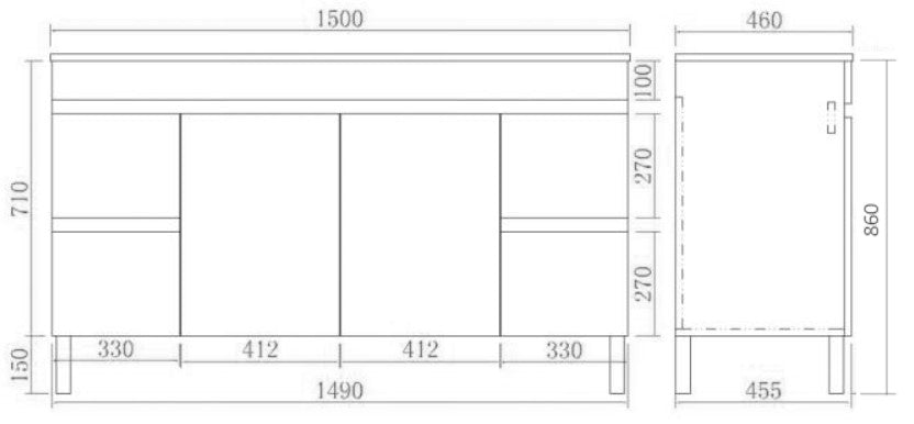 POSEIDON EVIE OAK 1500MM SINGLE BOWL FLOOR STANDING VANITY