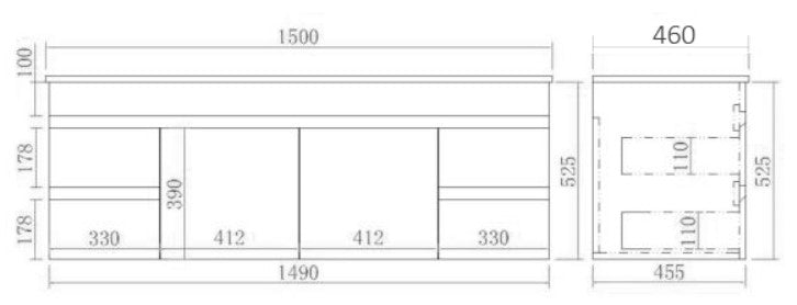 POSEIDON EVIE OAK 1500MM SINGLE BOWL WALL HUNG VANITY