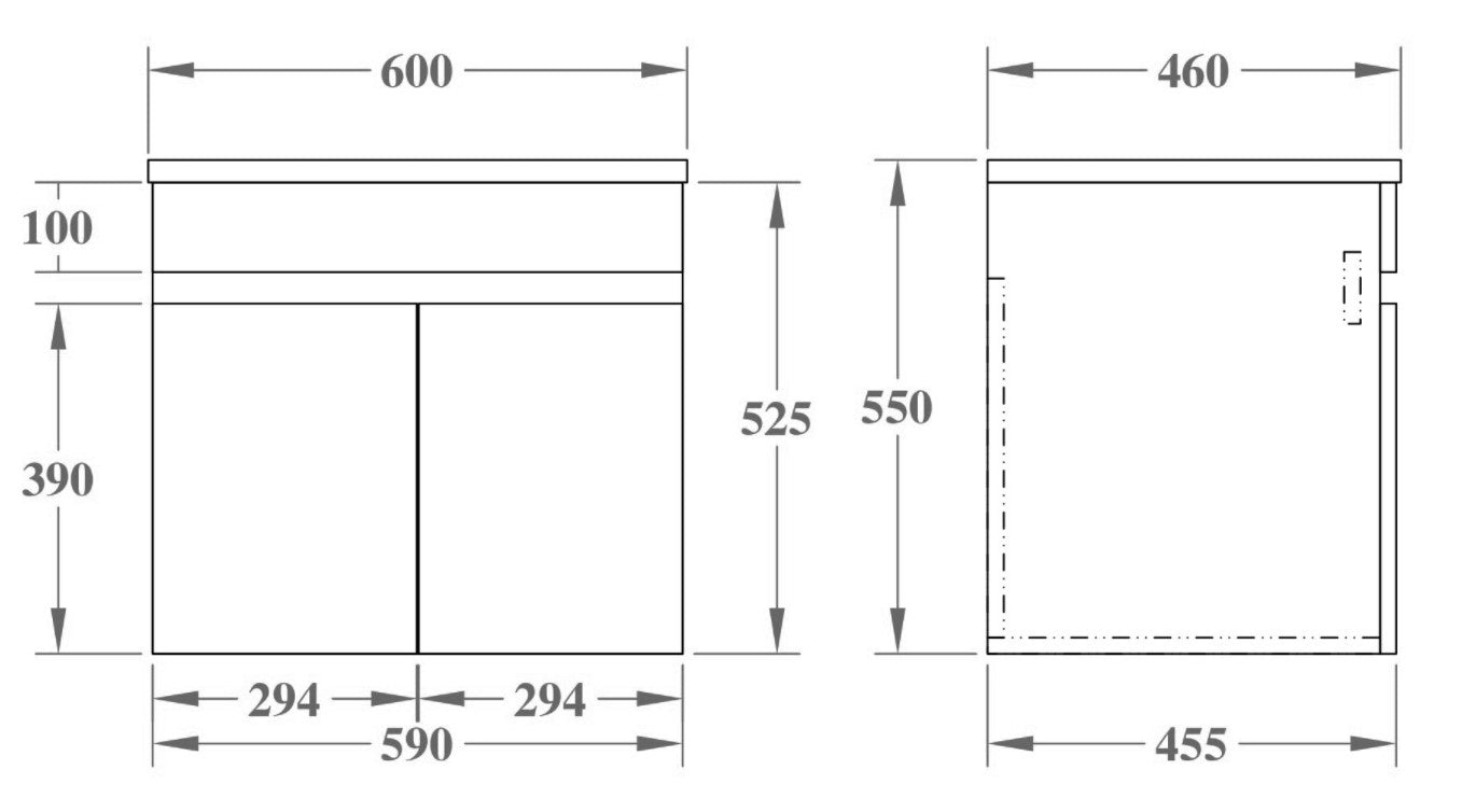 POSEIDON EVIE OAK 600MM SINGLE BOWL WALL HUNG VANITY