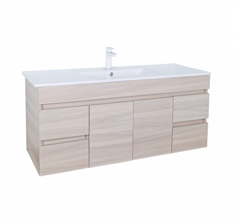 POSEIDON EVIE OAK 1500MM SINGLE BOWL WALL HUNG VANITY