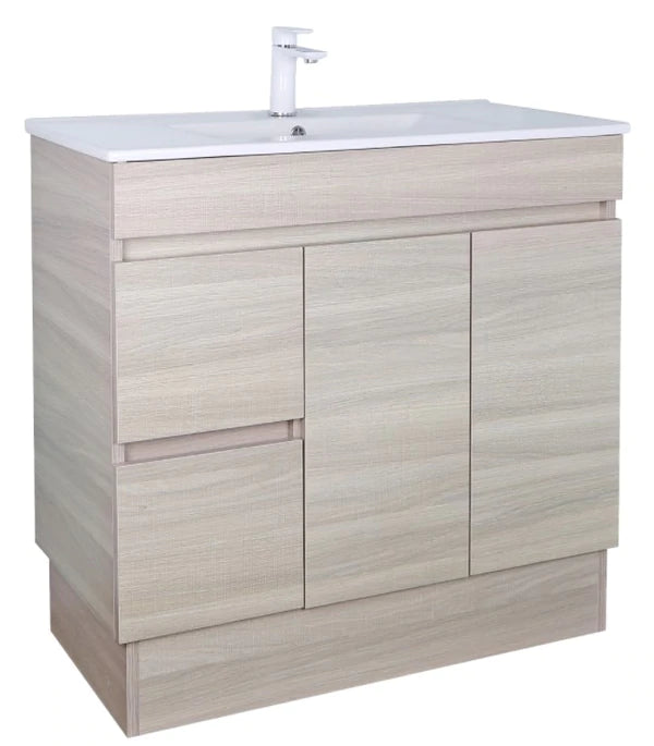 POSEIDON EVIE OAK 900MM SINGLE BOWL FLOOR STANDING VANITY (AVAILABLE IN LEFT HAND DRAWER AND RIGHT HAND DRAWER)
