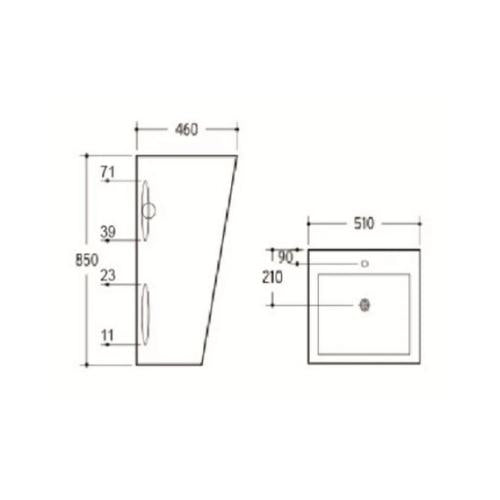 POSEIDON FREESTANDING CERAMIC BASIN WITH OVERLFOW GLOSS WHITE 510MM