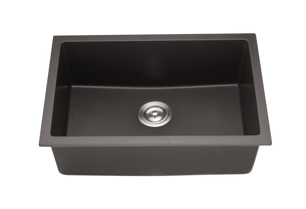 POSEIDON QUARTZ UNDERMOUNT KITCHEN SINK MATTE BLACK 660MM