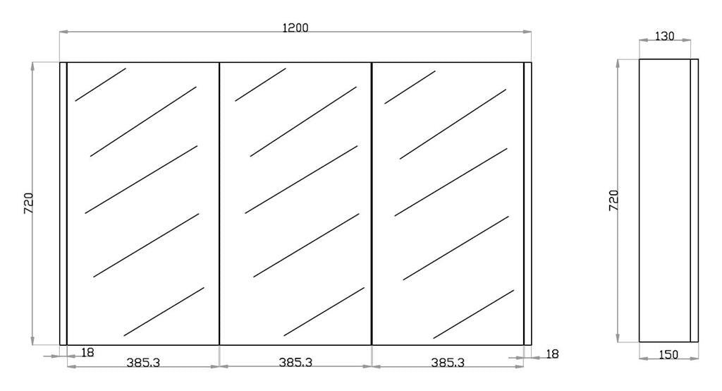 POSEIDON QUBIST MATTE WHITE MIRROR SHAVING CABINET 1200X720MM