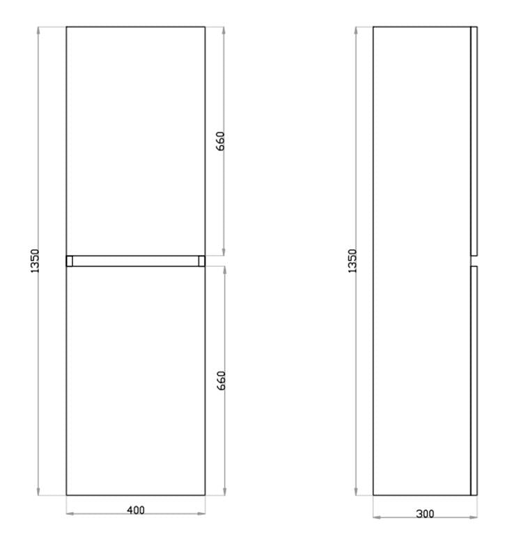 POSEIDON MATTE WHITE WALL HUNG TALL BOY 400MM X 1350MM