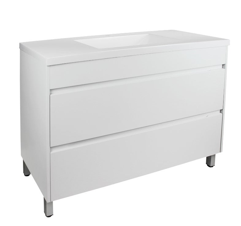 POSEIDON MATTE WHITE 1200MM SINGLE BOWL FLOOR STANDING VANITY