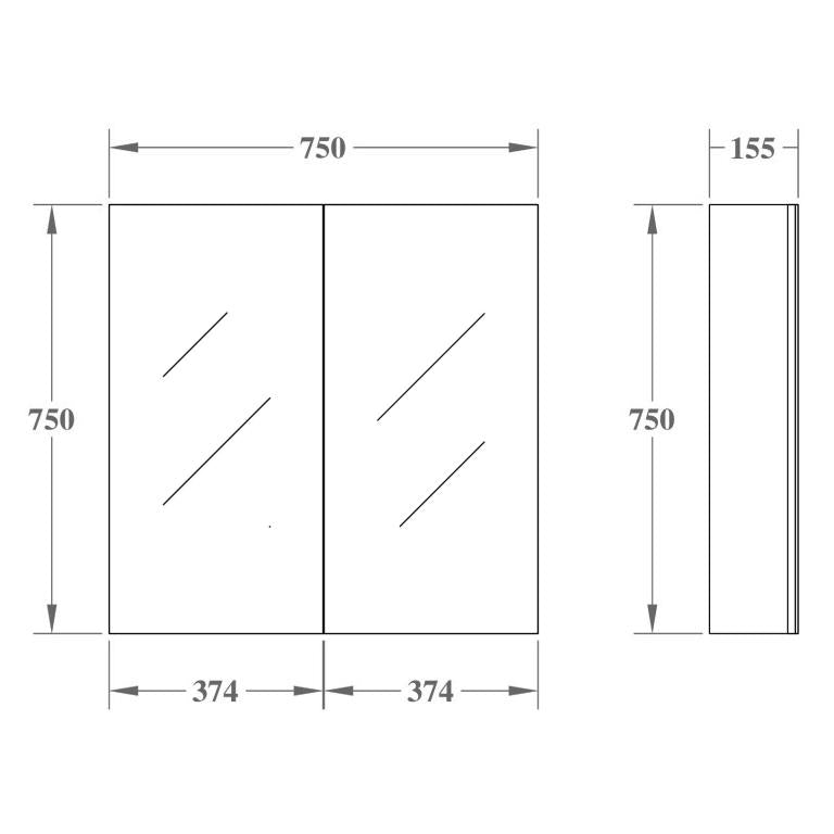 POSEIDON OAK EVIE MIRROR SHAVING CABINET (AVAILABLE IN 600MM AND 750MM)