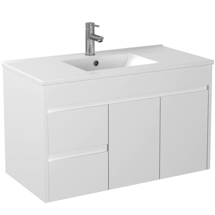 POSEIDON PWH SPACE SAVING WALL HUNG VANITY WHITE 900MM