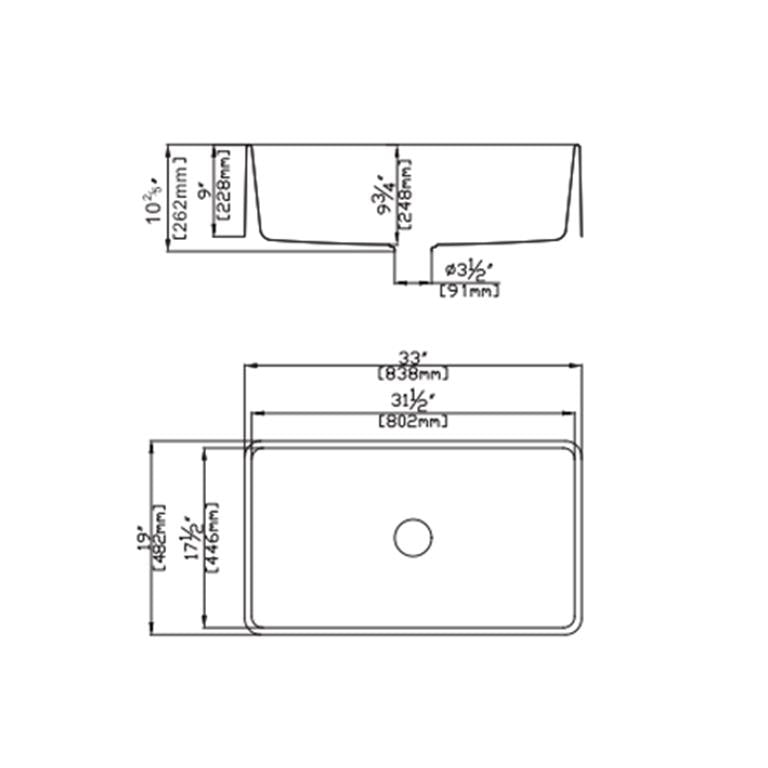 POSEIDON UNDERMOUNT KITCHEN SINK MATTE WHITE 838MM