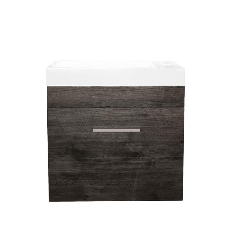 POSEIDON QUBIST SPACE SAVING PVC FILMED WALL HUNG VANITY DARK GREY 500MM