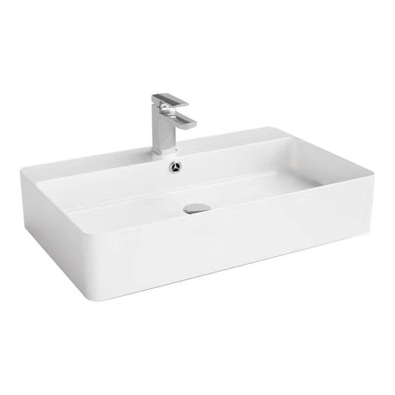 POSEIDON FINE CERAMIC WALL HUNG BASIN ULTRA SLIM GLOSS WHITE 700MM