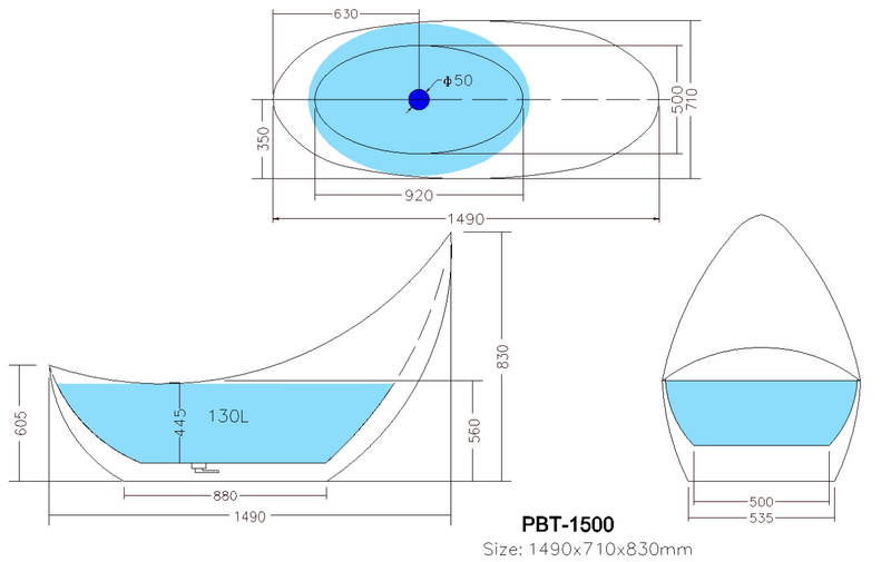 POSEIDON POSH FREE STANDING BATHTUB MATTE WHITE NON-OVERFLOW (AVAILABLE IN 1500MM AND 1685MM)