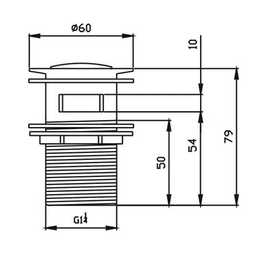 HELLYCAR PUSH PLUG WASTE WITH OVERFLOW CHROME 32MM