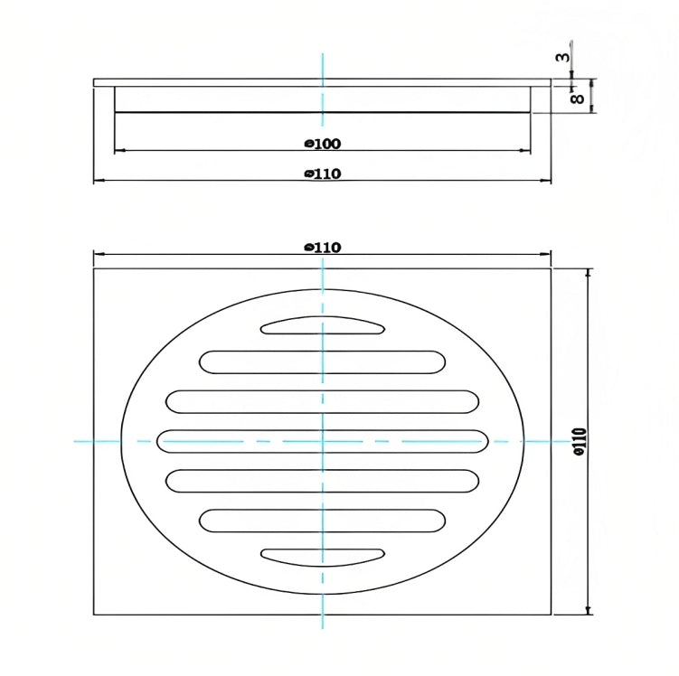 POSEIDON BRASS TWIST OPEN GRATE BLACK 110MM