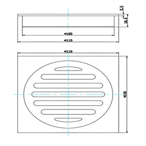 POSEIDON BRASS TWIST OPEN GRATE CHROME 110MM
