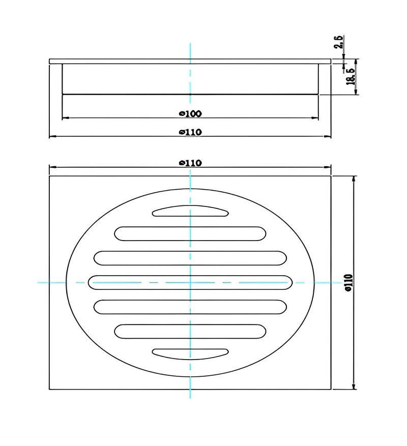 POSEIDON BRASS TWIST OPEN GRATE CHROME 110MM