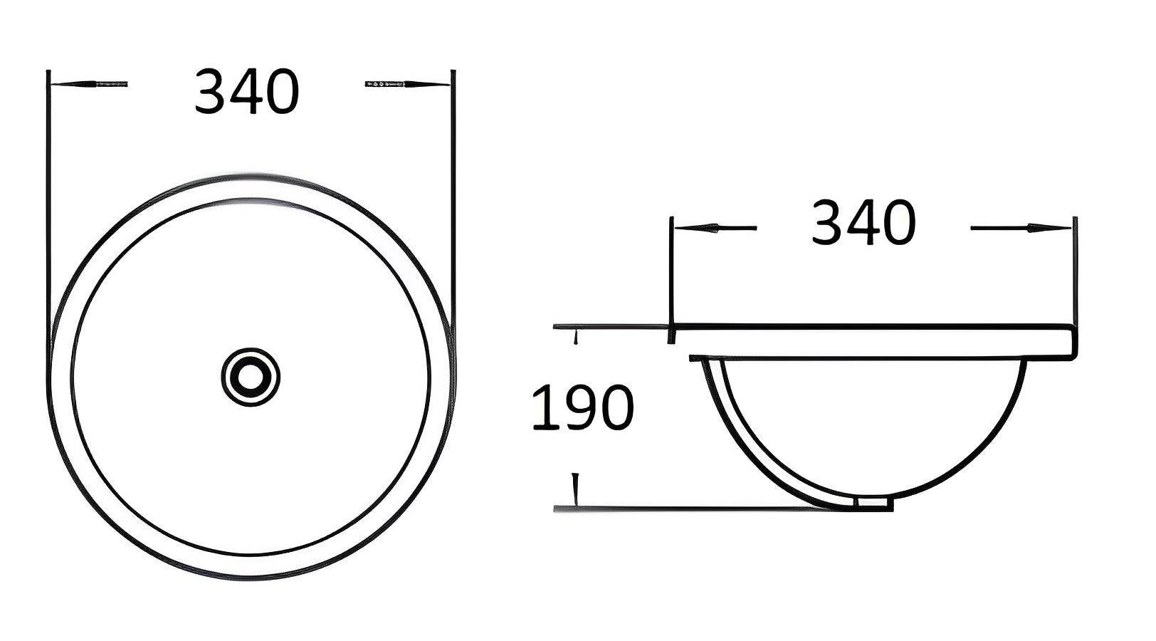 POSEIDON UNDER COUNTER BASIN GLOSS WHITE 340MM