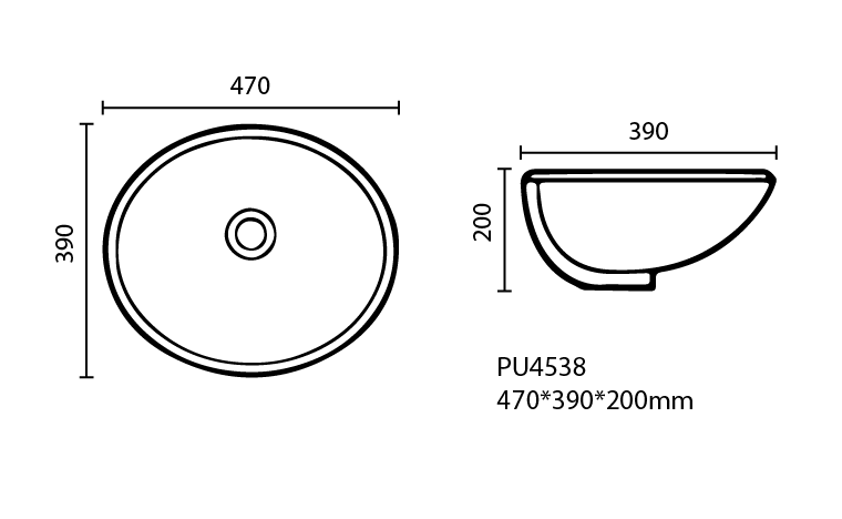 POSEIDON UNDER COUNTER BASIN GLOSS WHITE 460MM