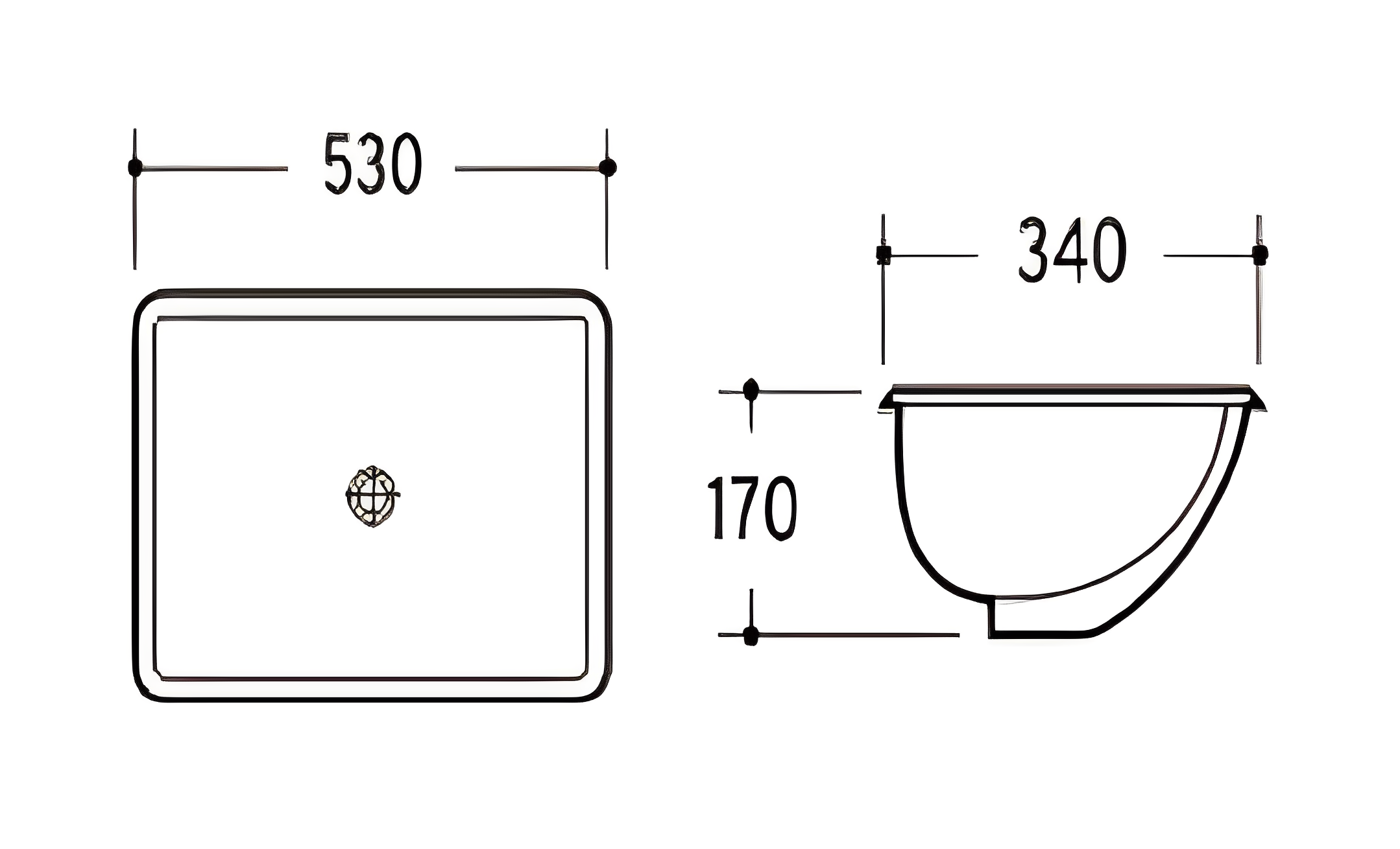 POSEIDON UNDER COUNTER BASIN GLOSS WHITE 530MM