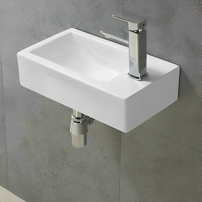 POSEIDON WALL HUNG BASIN GLOSS WHITE 455MM