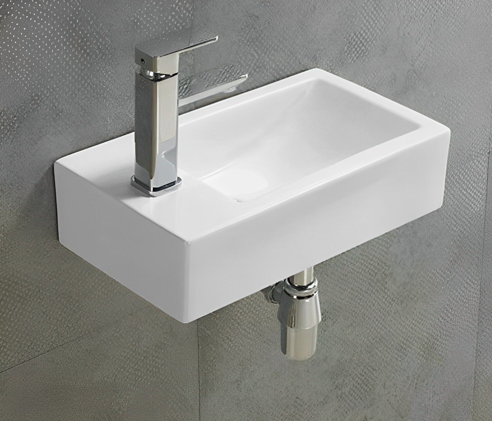 POSEIDON WALL HUNG BASIN GLOSS WHITE 455MM