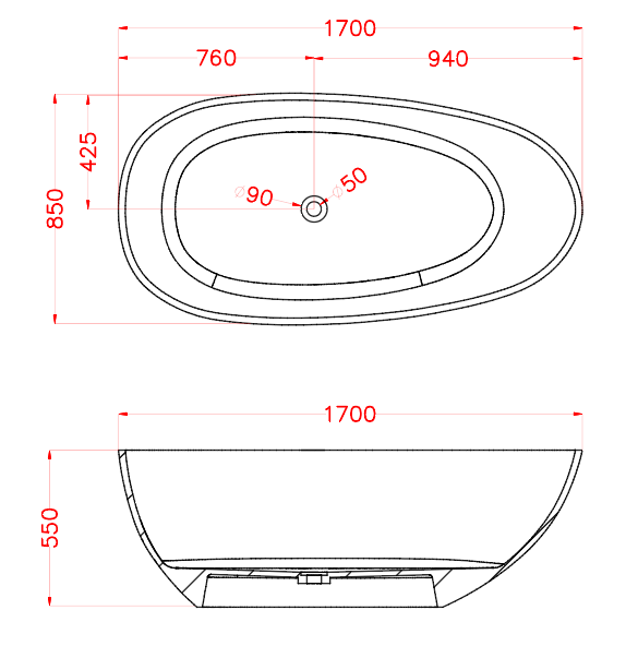 RIVA PETII FREESTANDING BATHTUB TRANSPARENT YELLOW (AVAILABLE IN 1500MM AND 1700MM)