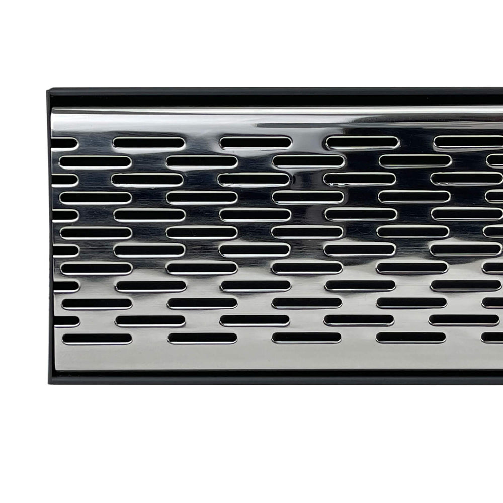 GRATES2GO POLISHED CHROME BRICK PATTERN DRAIN 1000MM LENGTH (CUSTOM AVAILABLE)