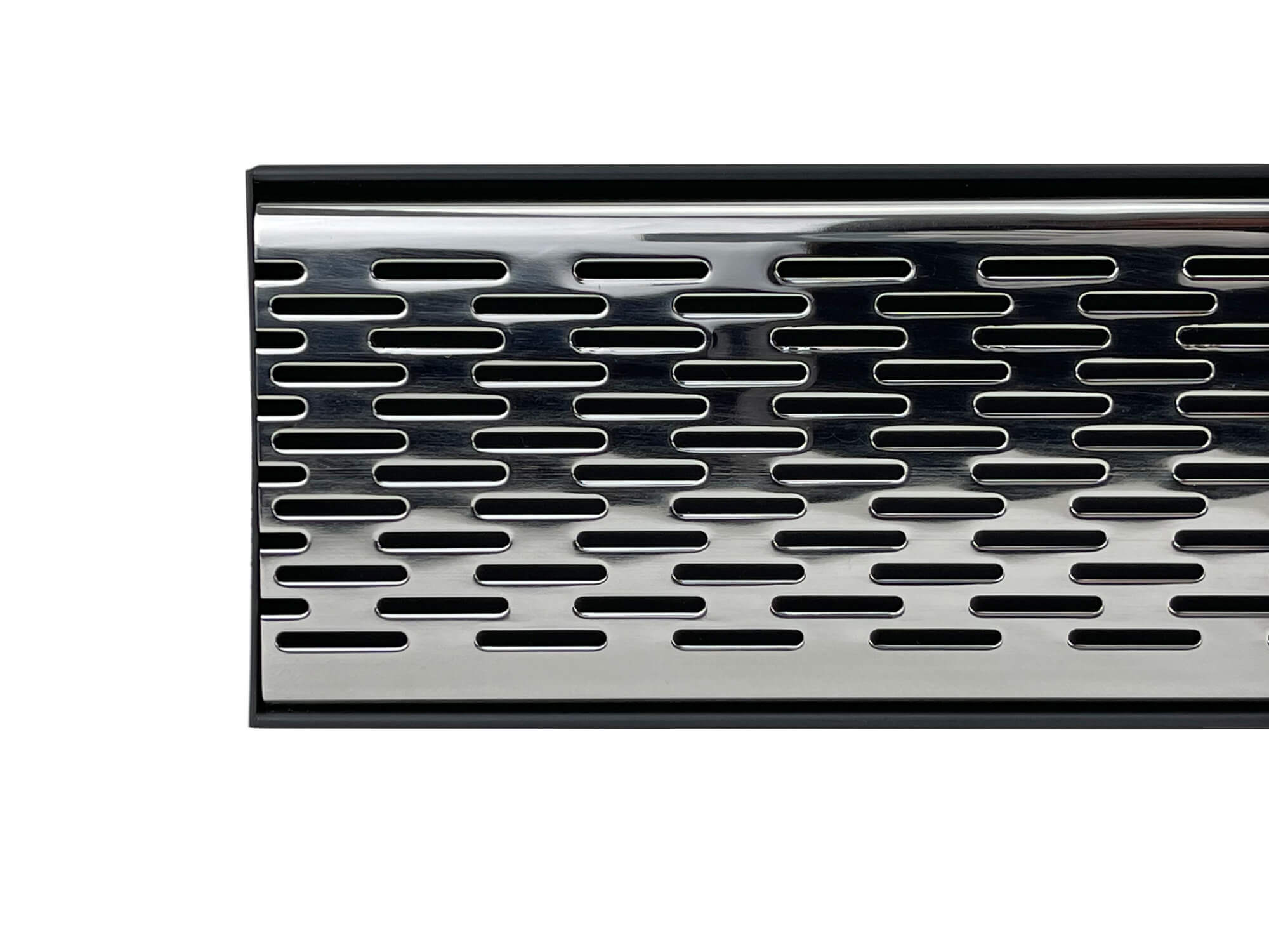 GRATES2GO POLISHED CHROME BRICK PATTERN DRAIN 1000MM LENGTH (CUSTOM AVAILABLE)