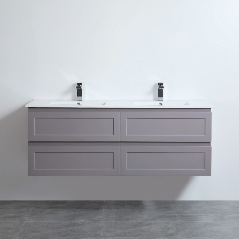 CETO FREMANTLE MATTE GREY 1500MM DOUBLE BOWL WALL HUNG VANITY