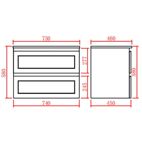 CETO FREMANTLE MATTE WHITE 750MM SINGLE BOWL WALL HUNG VANITY