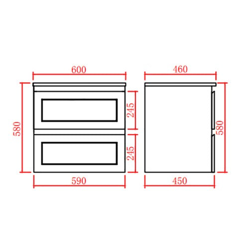 CETO FREMANTLE MATTE WHITE 600MM SINGLE BOWL WALL HUNG VANITY