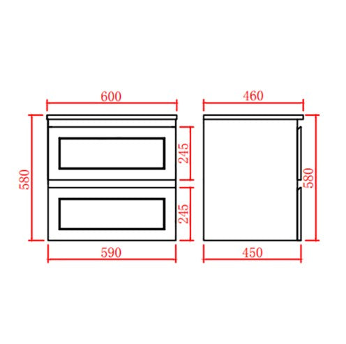 CETO FREMANTLE MATTE GREY 600MM SINGLE BOWL WALL HUNG VANITY