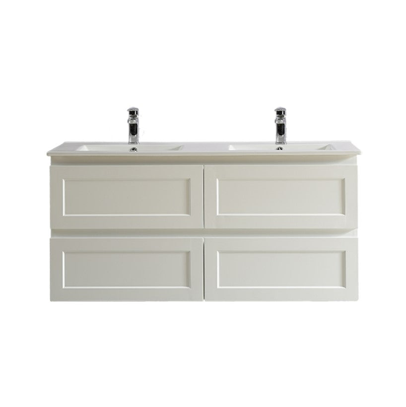 CETO FREMANTLE MATTE WHITE 1200MM DOUBLE BOWL WALL HUNG VANITY