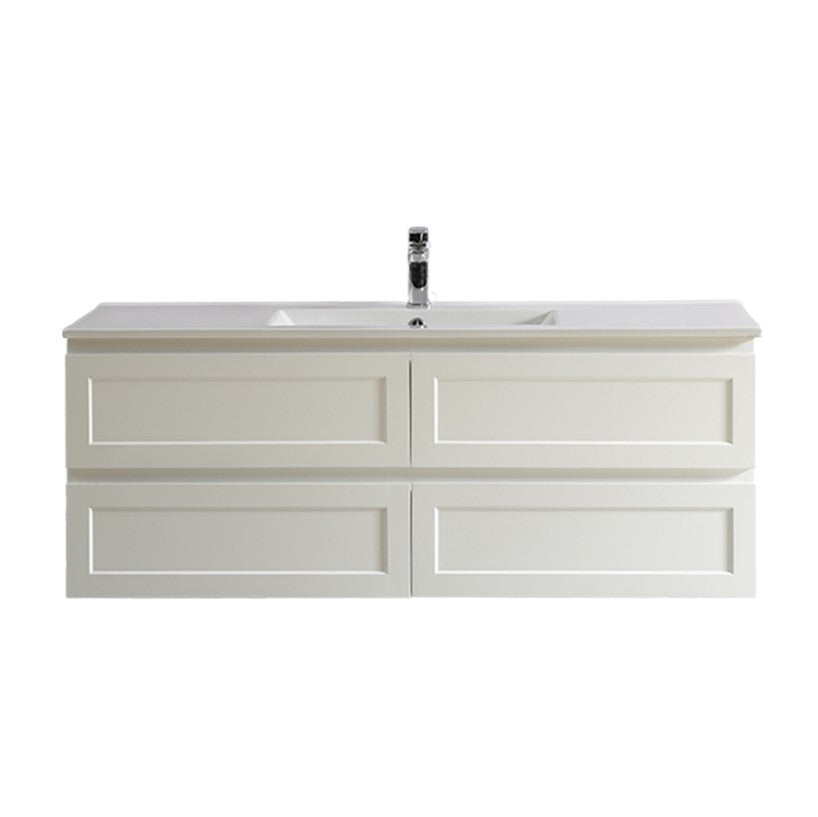 CETO FREMANTLE MATTE WHITE 1500MM SINGLE BOWL WALL HUNG VANITY