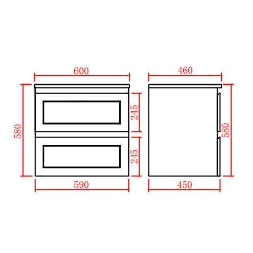 CETO FREMANTLE MATTE BLACK 600MM SINGLE BOWL WALL HUNG VANITY