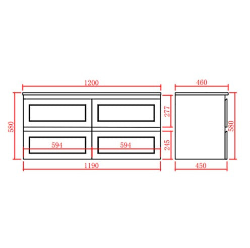 CETO FREMANTLE MATTE WHITE 1200MM DOUBLE BOWL WALL HUNG VANITY