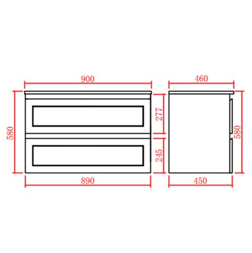 CETO FREMANTLE MATTE WHITE 900MM SINGLE BOWL WALL HUNG VANITY