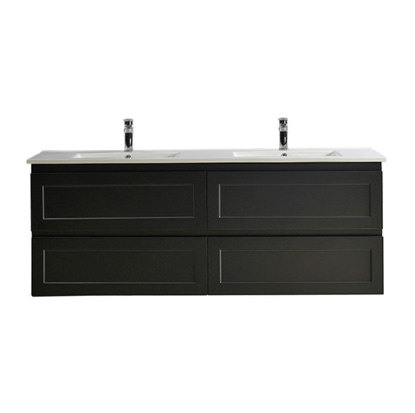 CETO FREMANTLE MATTE BLACK 1500MM DOUBLE BOWL WALL HUNG VANITY