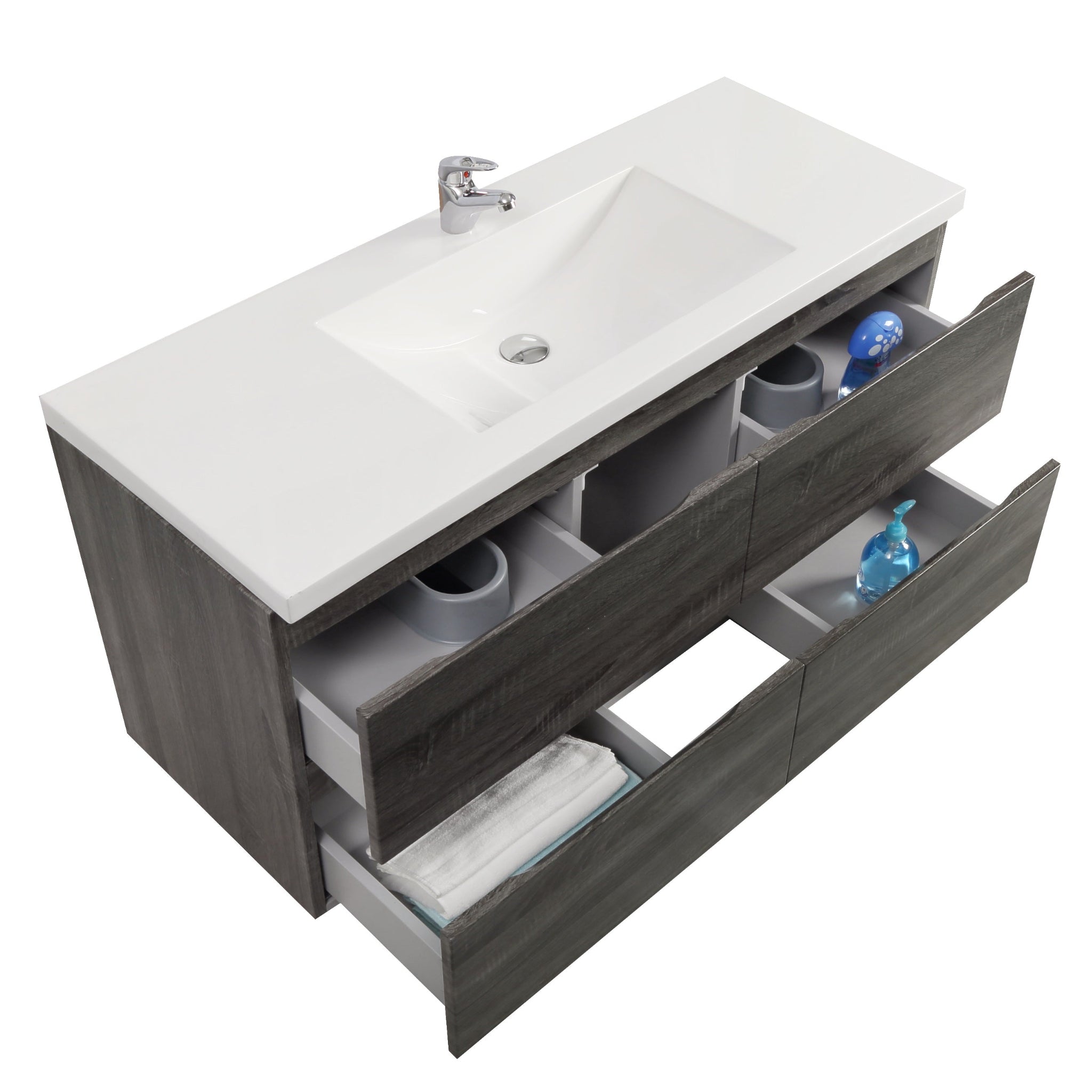 POSEIDON QUBIST DARK GREY 1200MM WALL HUNG VANITY
