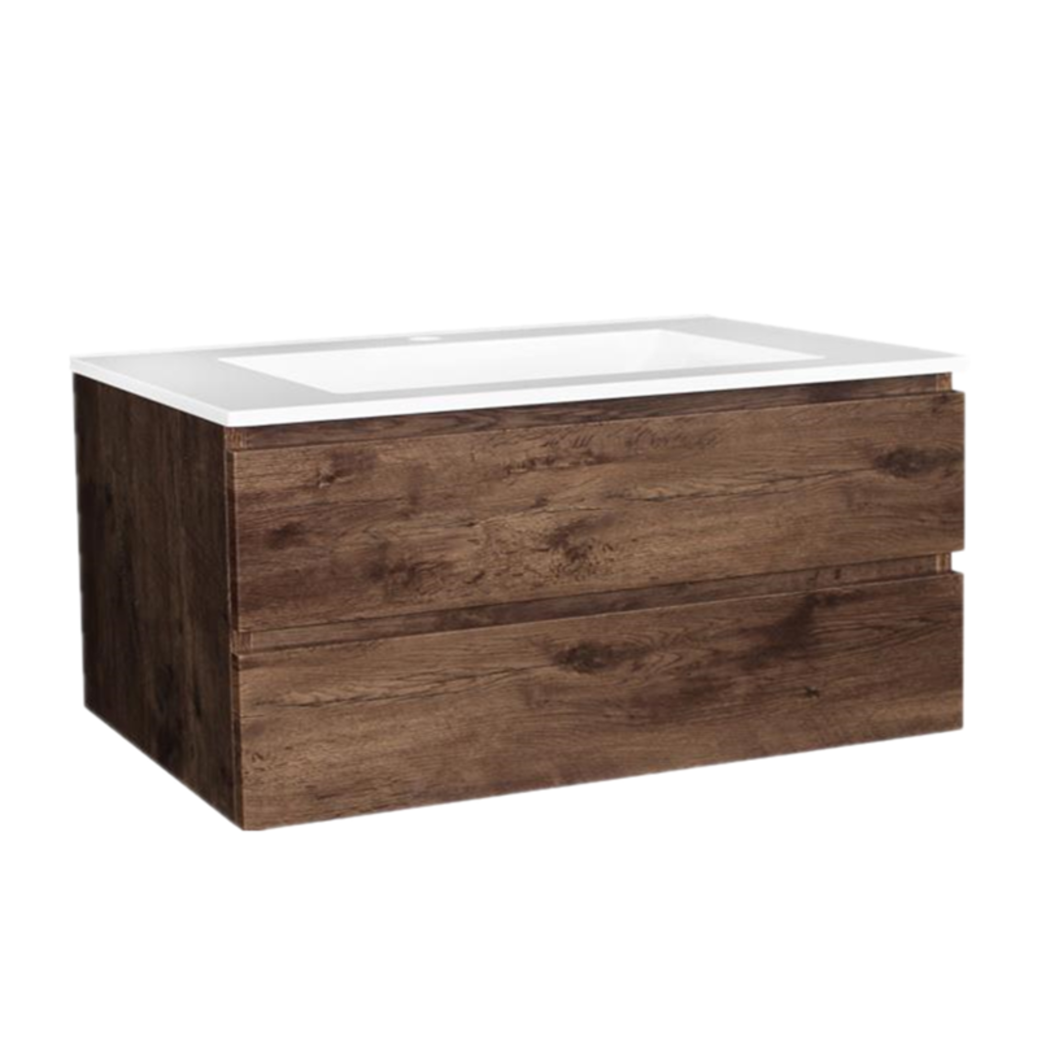 POSEIDON QUBIST DARK OAK 1200MM SINGLE BOWL WALL HUNG VANITY