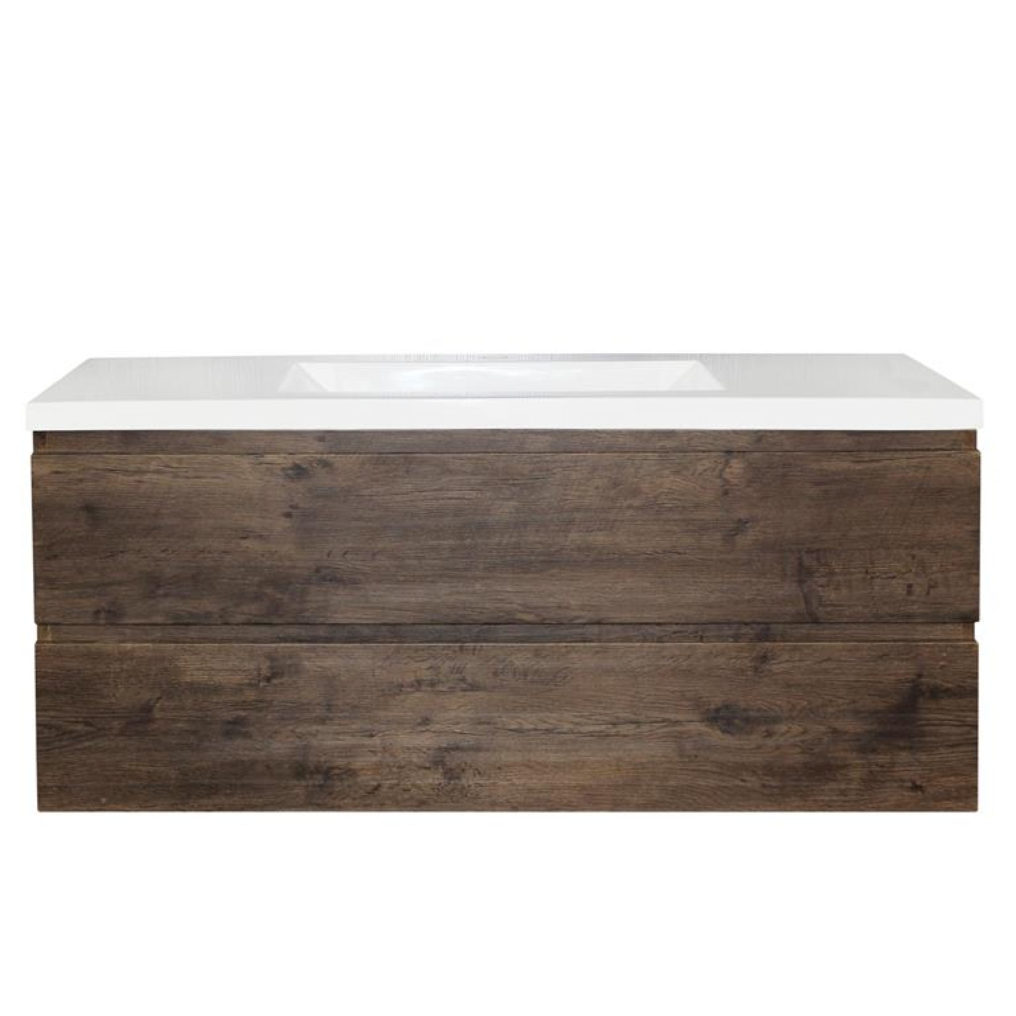 POSEIDON QUBIST DARK OAK 1200MM SINGLE BOWL WALL HUNG VANITY