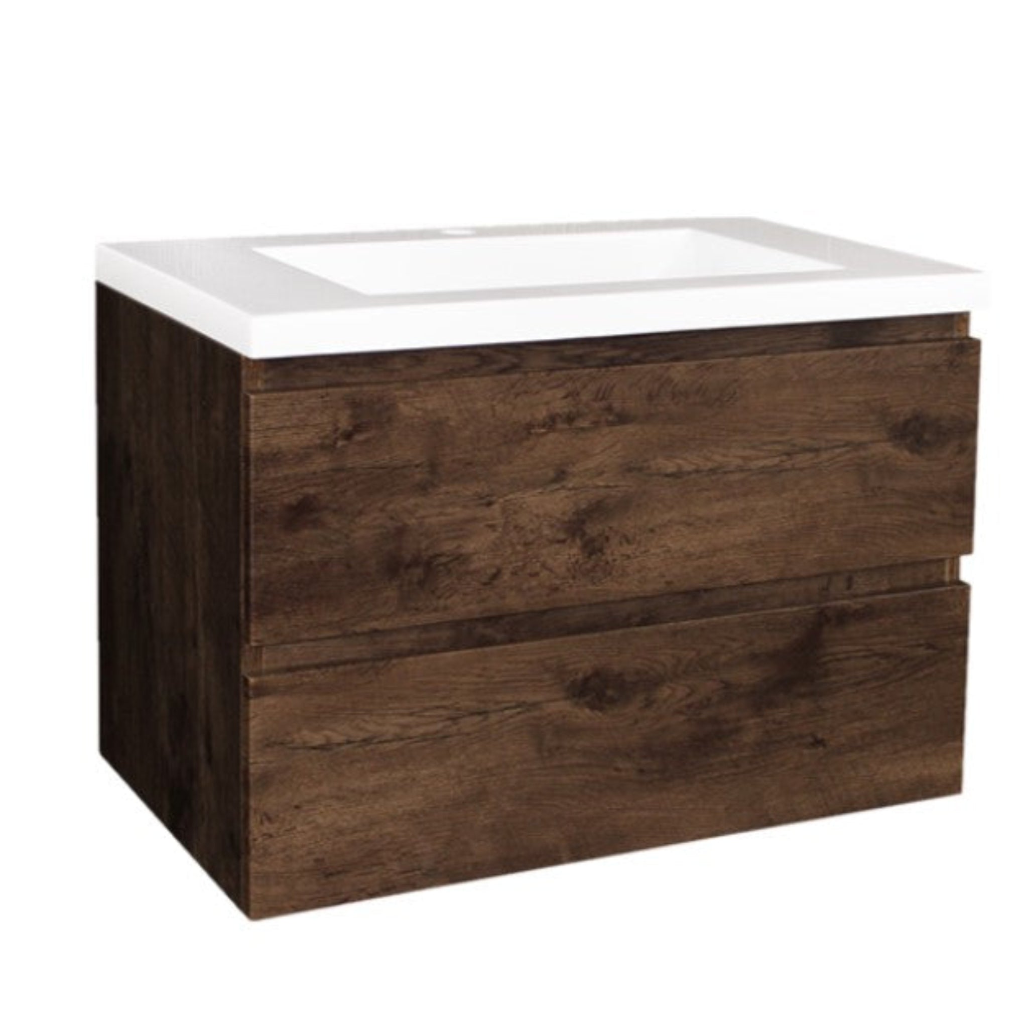 POSEIDON QUBIST DARK OAK 600MM WALL HUNG VANITY