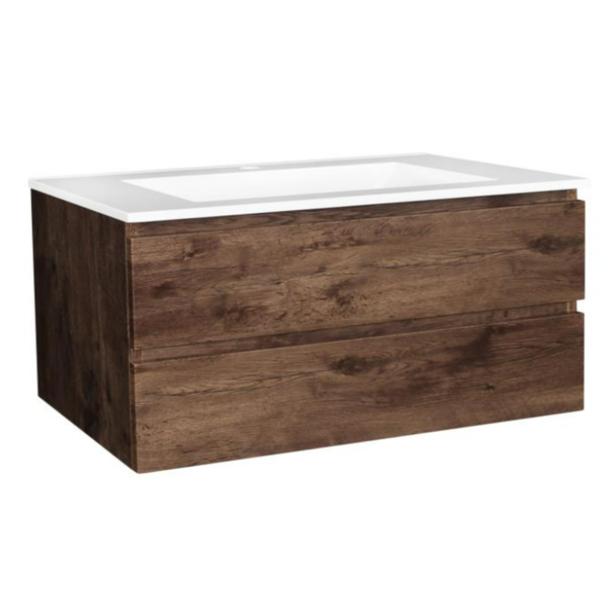 POSEIDON QUBIST DARK OAK 900MM WALL HUNG VANITY