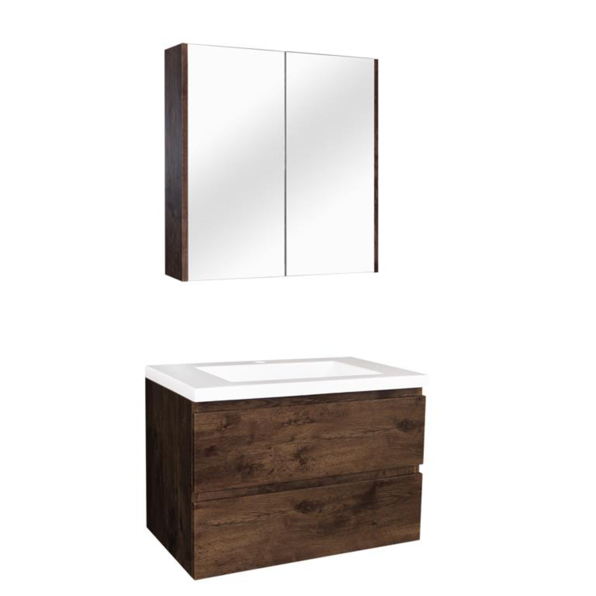 POSEIDON QUBIST DARK OAK 900MM WALL HUNG VANITY
