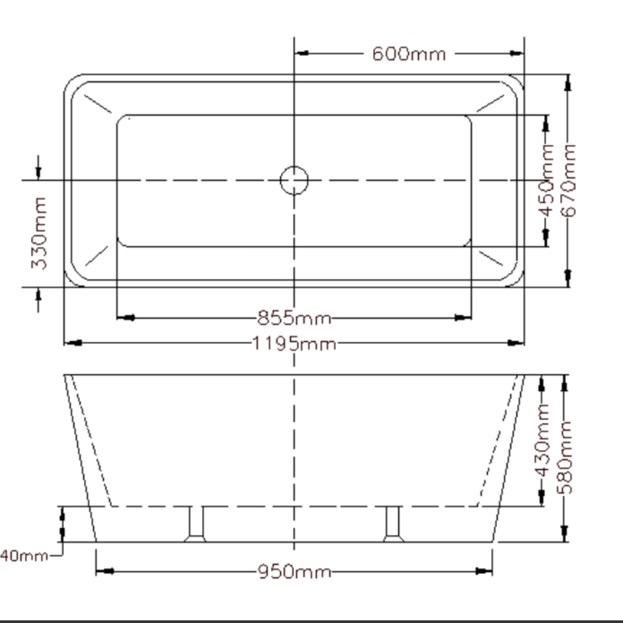 POSEIDON QUBIST  FREE STANDING BATH GLOSS WHITE 1200MM