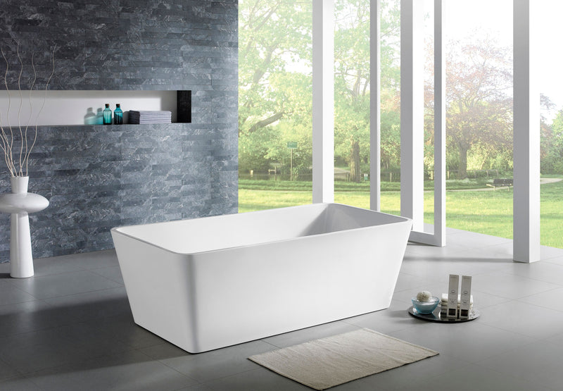 POSEIDON QUBIST RECTANGLE FREE STANDING BATH GLOSS WHITE 1200MM