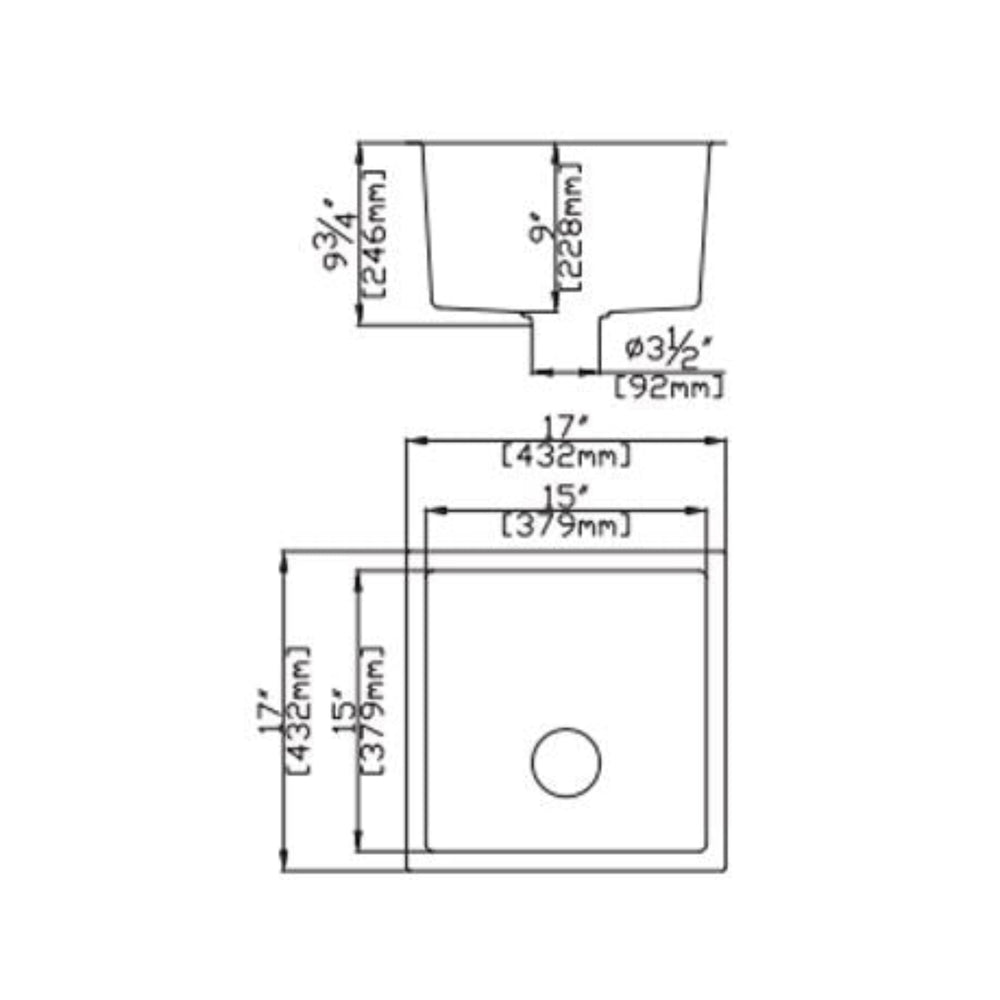 POSEIDON QUARTZ SINGLE BOWL TOP / UNDERMOUNT KITCHEN SINK MATTE BLACK 432MM