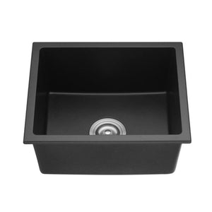 POSEIDON QUARTZ SINGLE BOWL TOP / UNDERMOUNT KITCHEN SINK MATTE BLACK 432MM